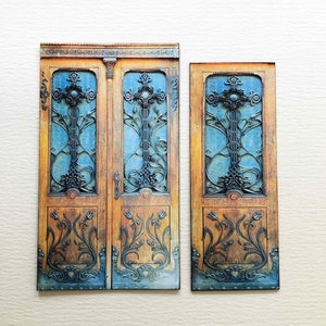 Miniature PAPIER Jugendstil Französische Schmiedekunst Reproduktion Türen in zwei Designs 1/24 und 1/12