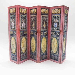 Miniature PAPER Folding Screen Reproduction of a 1920 Singapore Design in 1/24 or 1/12  Scale