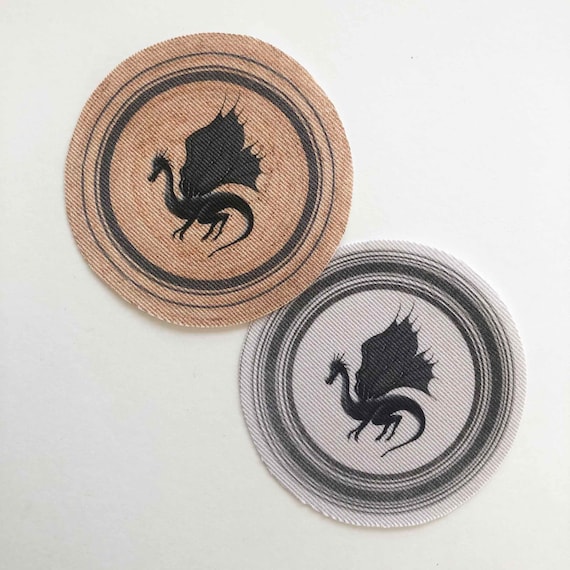 Black Dragon on Round  Brown or Gray Rug  in Several Miniature Scale Sizes