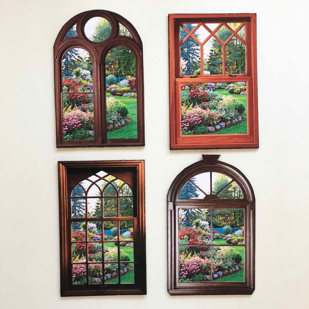 Paper Window Large Miniature Paper Windows, Garden View, Dollhouse Roombox - Etsy