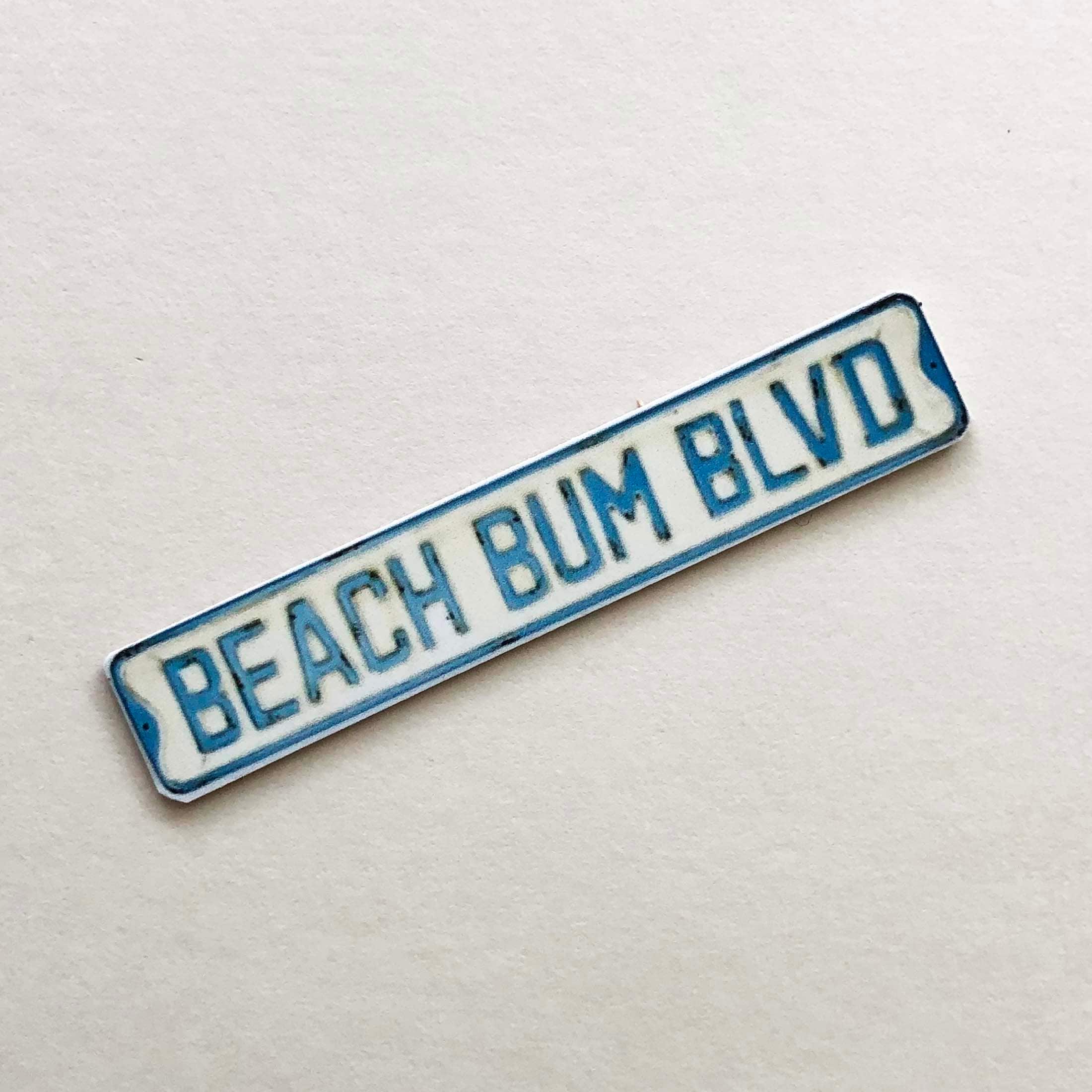 Dollhouse Miniature Paper Street Sign Beach Bum Blvd