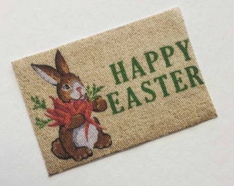 Miniature Happy Easter Doormat With Rabbit and Carrots in Three  Scale Sizes