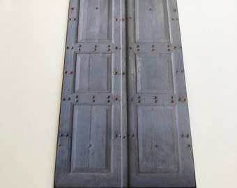 Miniature Reproduction of 18 Century French Nailhead, Blue Gray, Wood Look Faux PAPER Prop Door