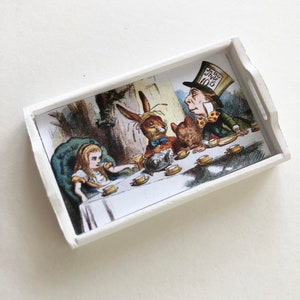 Alice in Wonderland Miniature Tray: 1/12 Scale Tea Party Decor