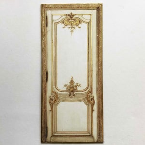Miniature  Ornate  Gilded Cream Colored Faux Prop PAPER Door in 1/48. 1/24 or 1/12 scale Sizes