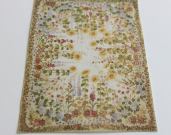 Miniature Rug With a Garden of Flowers  Design in Several Sizes