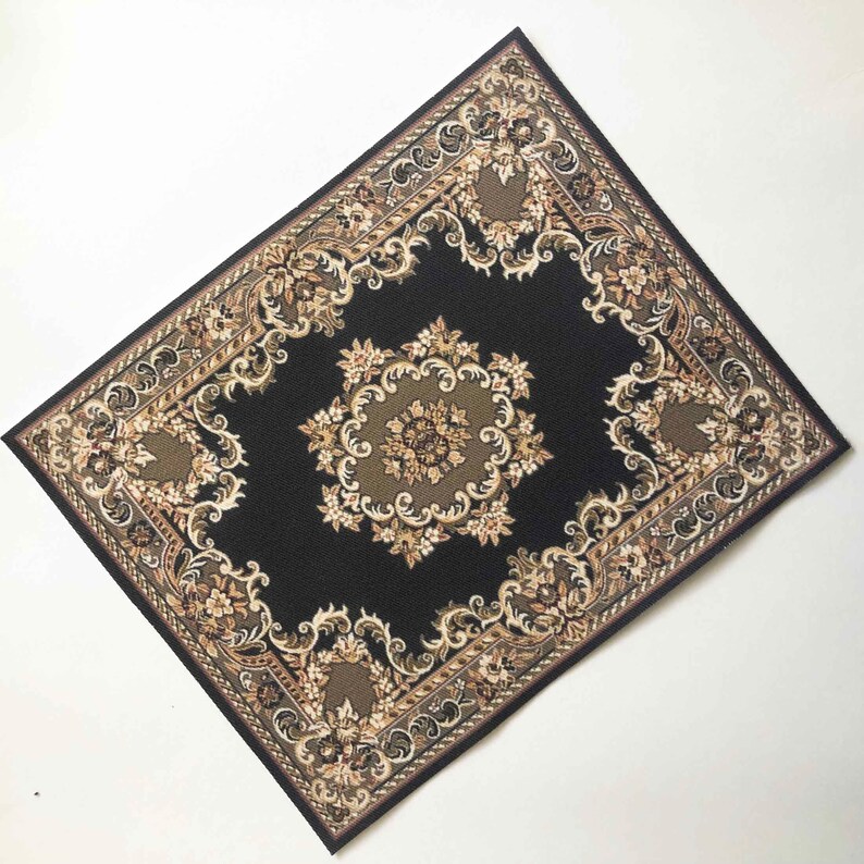 Miniature Carpet Basic Black Aubusson in Several Sizes and Scales image 1