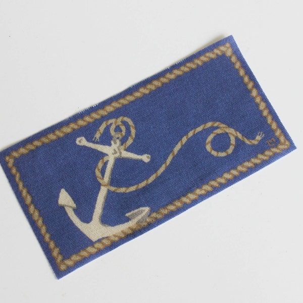 Miniature  Blue Rug Nautical Anchors Aweigh Rectangular in Dollhouse 1:12 Scale