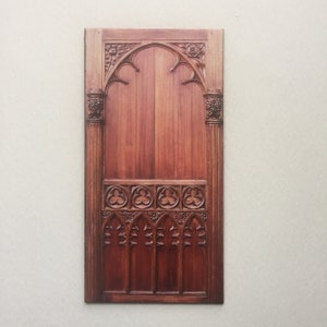 Miniature Tudor Rose  Door Wood Look  Paper Faux Prop Door or Wall Panel  for Roombox or Diorama