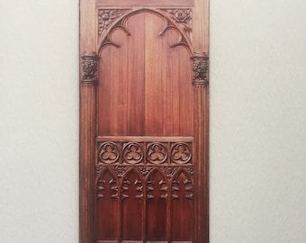 Miniature Tudor Rose Faux Wood Door, Roombox Diorama Prop