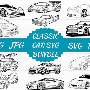 Classic Car SVG Bundle, Car Svg Bundle, Retro Car Silhouette Svg ...