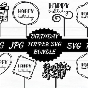 Birthday topper svg,birthdaycake topper svg, flower wreath frame svg, wreath cake topper svg, cake topper laser cut, circle frame svg, png