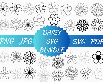 Daisy Svg bundle, Daisy Flowers SVG, Daisy flower Clipart, Flower svg, Simple daisy svg, Spring Summer Svg, Retro Flower Cut File, Daisy png