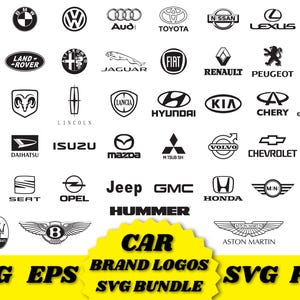 Car Logo SVG Bundle Car Brands Svg Files Car Logos Silhouette Svg Files For Cricut Pack of 45 vehicle Logos Instant Download PDF Png Bundle