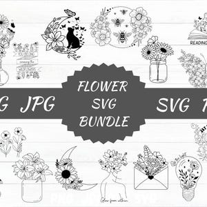 Flower Svg Png Bundle, Wildflower Svg Bundle, Floral Svg, Stay Wild Svg, Wild Flower Svg, Floral Frame Svg, Png, Shirt Svg Cut Files Cricut