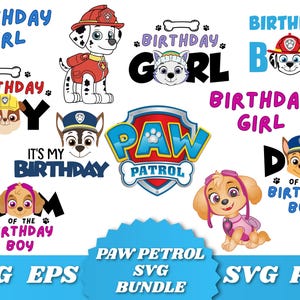 Paw Patrol Geburtstag SVG Bundle Welpen Patrol Clipart png Paw Patrol Geburtstag Junge Mädchen Eps Pfote Hund Cricut Dateien Instant Download Png & svg