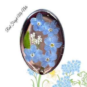 Real Forget-Me-Not Necklace: Wildflower Resin Pendant