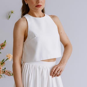 Satin bridal top, Wedding crop top satin, Modern bridal separates,Bridal crop top satin,Simple wedding top,Elegant bridal top,Civil ceremony