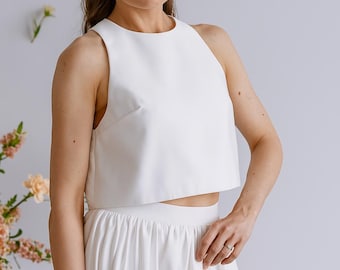 Satin bridal top, Wedding crop top satin, Modern bridal separates,Bridal crop top satin,Simple wedding top,Elegant bridal top,Civil ceremony