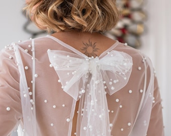 Wedding dress topper, Pearl bridal top,Wedding dress cover up,Wedding bolero,Beaded  bridal top,Bridal topper with sleeves,Pearl overlay top