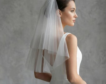 Velo de novia corto, velo de novia sencillo, velo de novia corto, velo de novia minimalista, velo corto clásico, velo de novia moderno, velo de tul suave