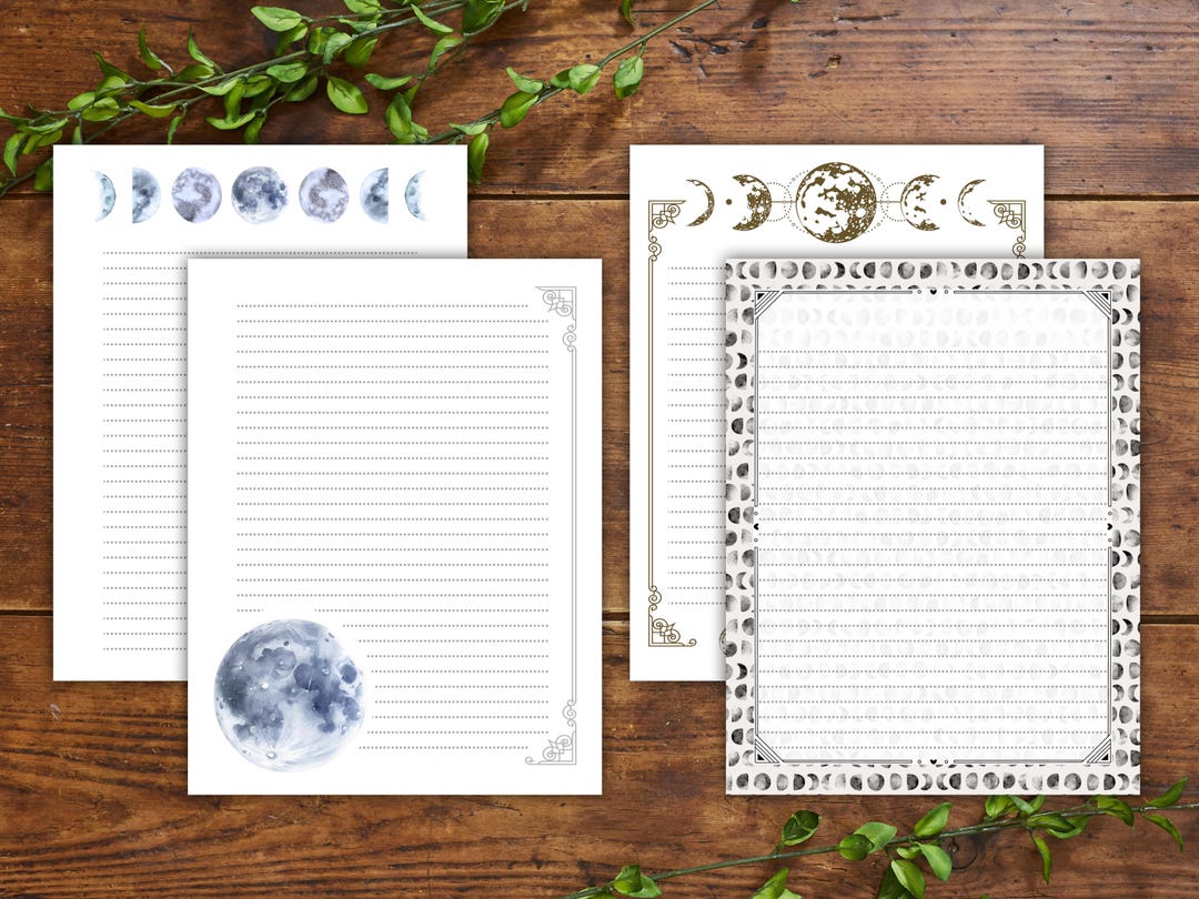 Moon Writing Frame Celestial Moon Stationery: Printable Lunar Writing Paper (digital ...