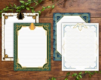 Art Deco Stationery Set: 1920s Printable Writing Paper (Digital Download)