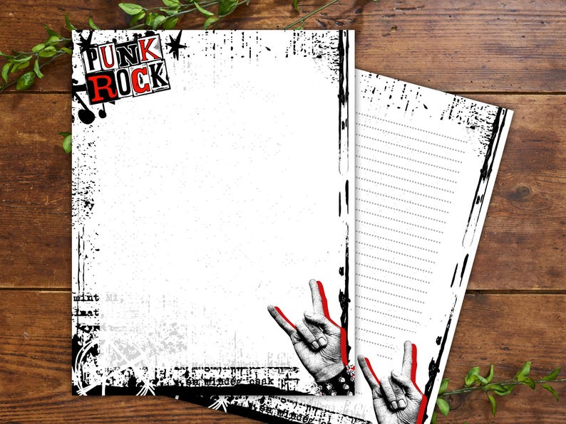 Punk Graffiti Stationery: Urban Art Printable Paper (digital Download ...