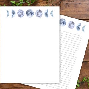 Celestial Moon Stationery: Printable Lunar Writing Paper (digital ...