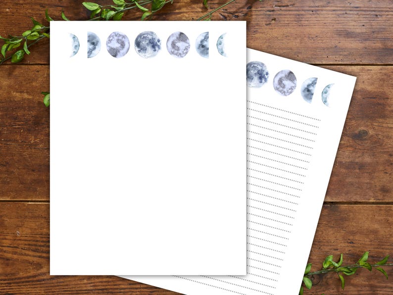 Celestial Moon Stationery: Printable Lunar Writing Paper (digital ...