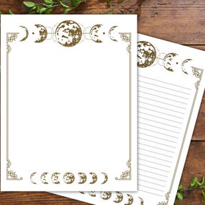 Celestial Moon Stationery: Printable Lunar Writing Paper (digital ...