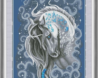 Frosty Horse.Cross Stitch Pattern pdf. Hhorse xstitch chart. Digital. Saga. NadGavr 1063