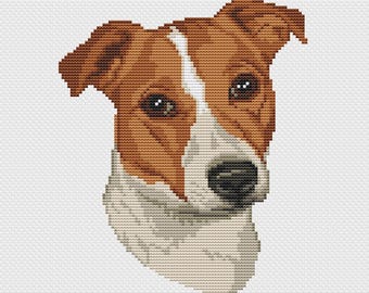 Jack Russell Terrier dog cross stitch pattern pdf. Modern memorial gift for dog mom & dad. Digital file. AXS 0087