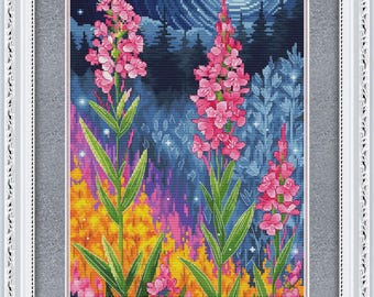 Fireweed Cross Stitch Pattern: Forest Flowers, NadGavr Design (PDF + Saga Chart