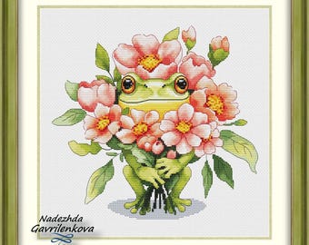 The Frog Cavalier. Cross Stitch Pattern: NadGavr Design (PDF Pattern) 1231