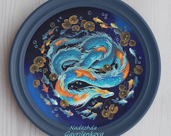 Dragon. Dance of lake depths. Dragon Cross Stitch Pattern pdf. Fantasy water dragon xstitch chart. Digital. Saga. NadGavr 1005