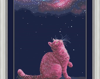 Constellation of the Cat. Cross Stitch Pattern pdf. Cat xstitch chart. Digital. Saga. NadGavr 1083