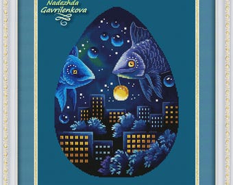 Guardians of the Night City. Fabulous Cross Stitch Pattern pdf. Fantasy xstitch chart. Digital. Saga. NadGavr 1179
