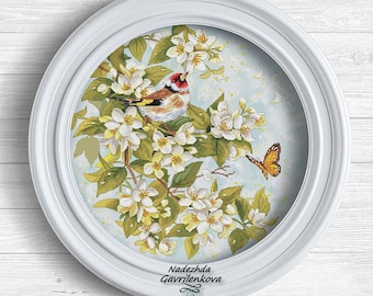 Sunny morning 2 (blue). Cross Stitch Pattern pdf. Flowers xstitch chart. Digital. Saga. NadGavr 1190
