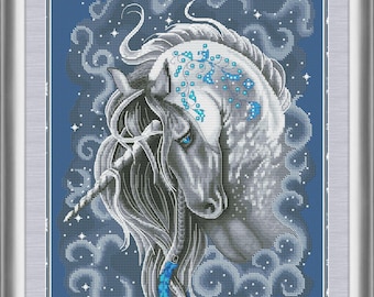 Frosty Unicorn.Cross Stitch Pattern pdf. Unicorn xstitch chart. Digital. Saga. NadGavr 1062