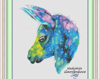 Space Lama. Cross Stitch Pattern pdf. Fabulous lama xstitch chart. Digital. Saga. NadGavr 1034