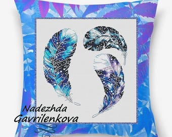 Wreath of feathers. Cross Stitch Pattern: NadGavr Design (PDF Pattern) 1080