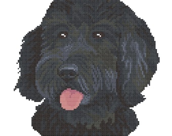 Zwarte goldendoodle hond geteld kruissteekpatroon pdf. Modern huisdier herdenkingscadeau voor doodle hond moeder vader. Digitaal bestand. AXS0372