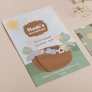 Noah&#39;s Ark Invitation - Noah&#39;s Ark Birthday Invite - Noah&#39;s Ark Birthday - Editable Invitation - Noahs Ark Decorations - Animal Theme Party