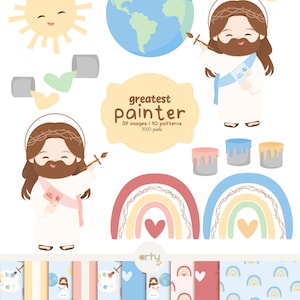 Greatest Painter Of The World Clipart - High Quality Printable Jesus Illustration - Art History Digital Papers - Instant Download