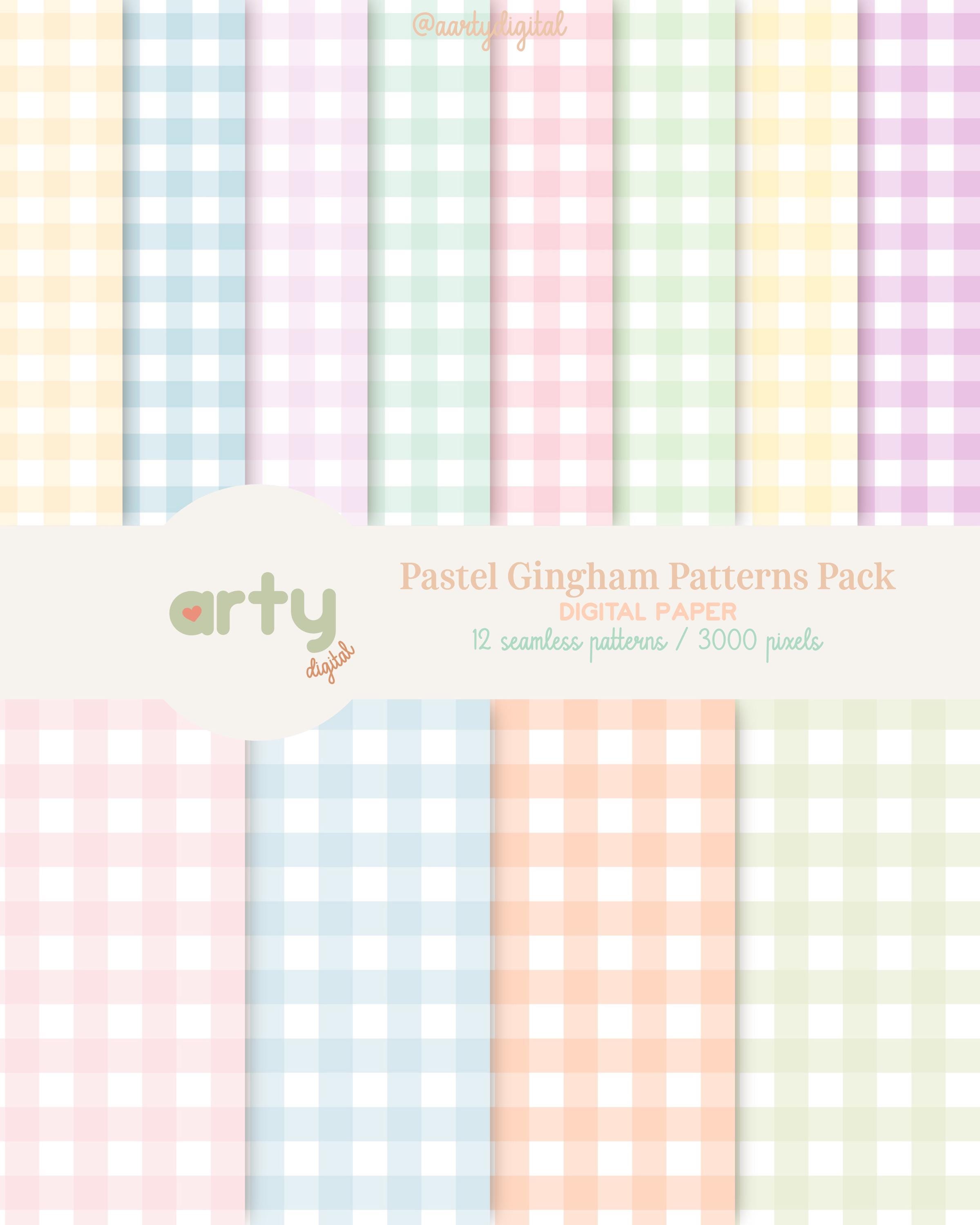 Pastel Gingham Digital Papers, Gingham Seamless Patterns, Pastel Papers ...
