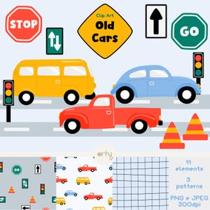 Old Cars Clipart - Cars Files - Truck PNG - Cars Clipart Pack - Boy Party - VW Beetle - Cute Car - Kombi PNG  - Patterns Cars