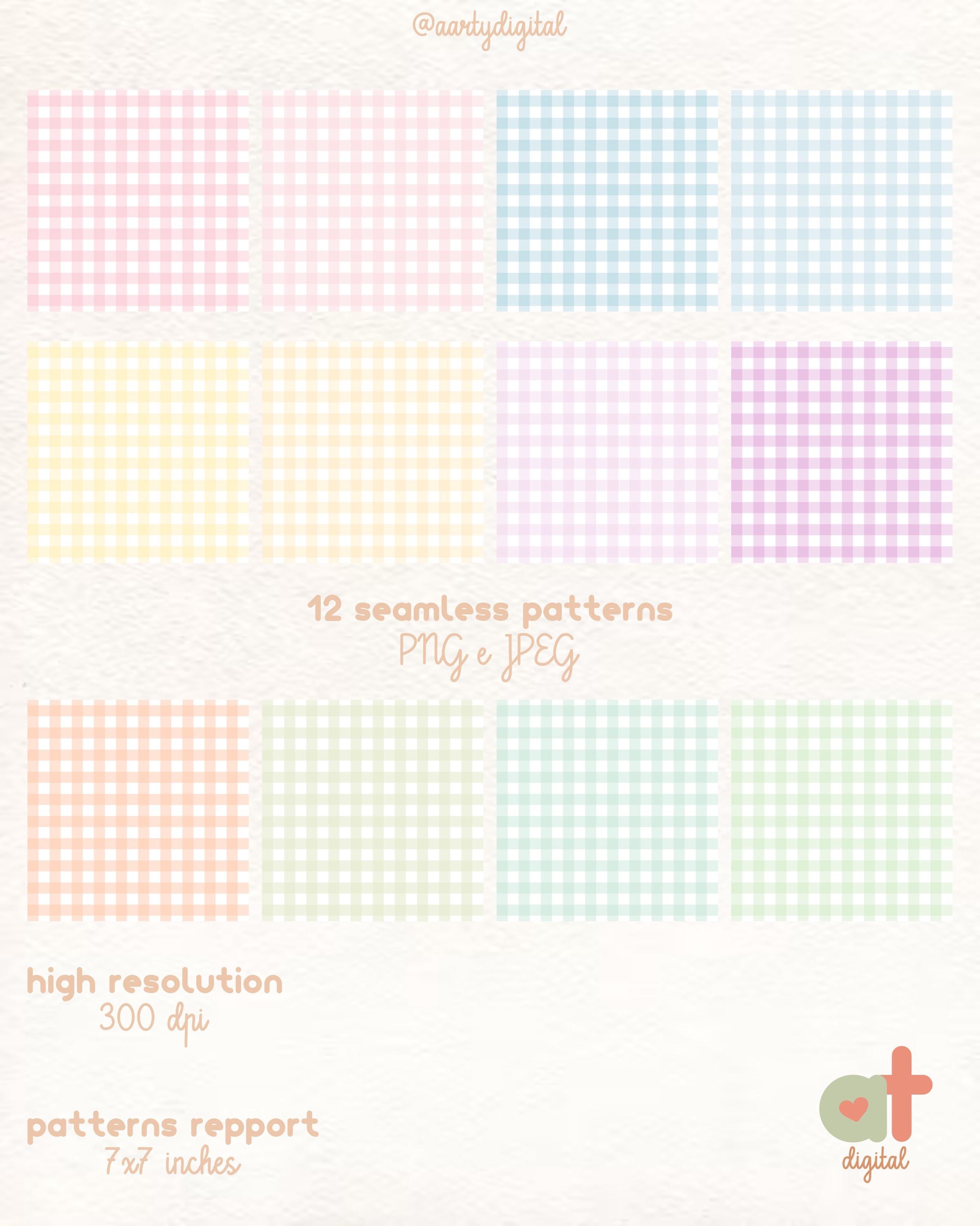 Pastel Gingham Digital Papers, Gingham Seamless Patterns, Pastel Papers ...