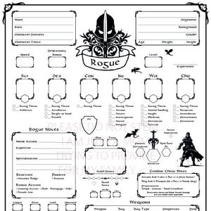 2024 DnD 5.5e Schurke - Charakterbogen (Printable)