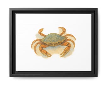 Clip art de cangrejo en acuarela e impresión de pared costera / Ilustración náutica de vida marina / Descarga digital de animales de playa